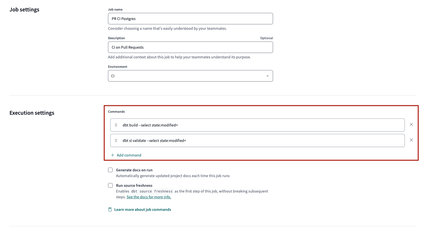 Validate semantic nodes downstream of model changes in your CI job. Validate semantic nodes downstream of model changes in your CI job.